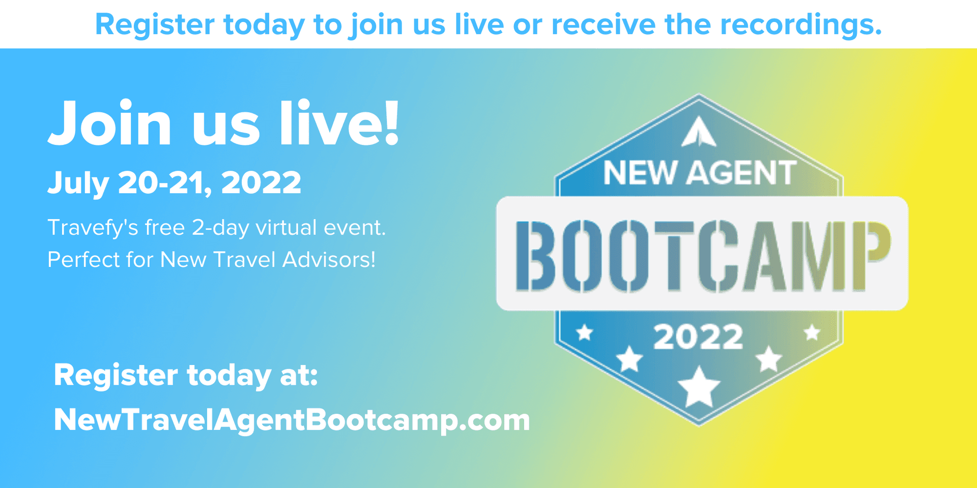 Travefy's New Agent Bootcamp header