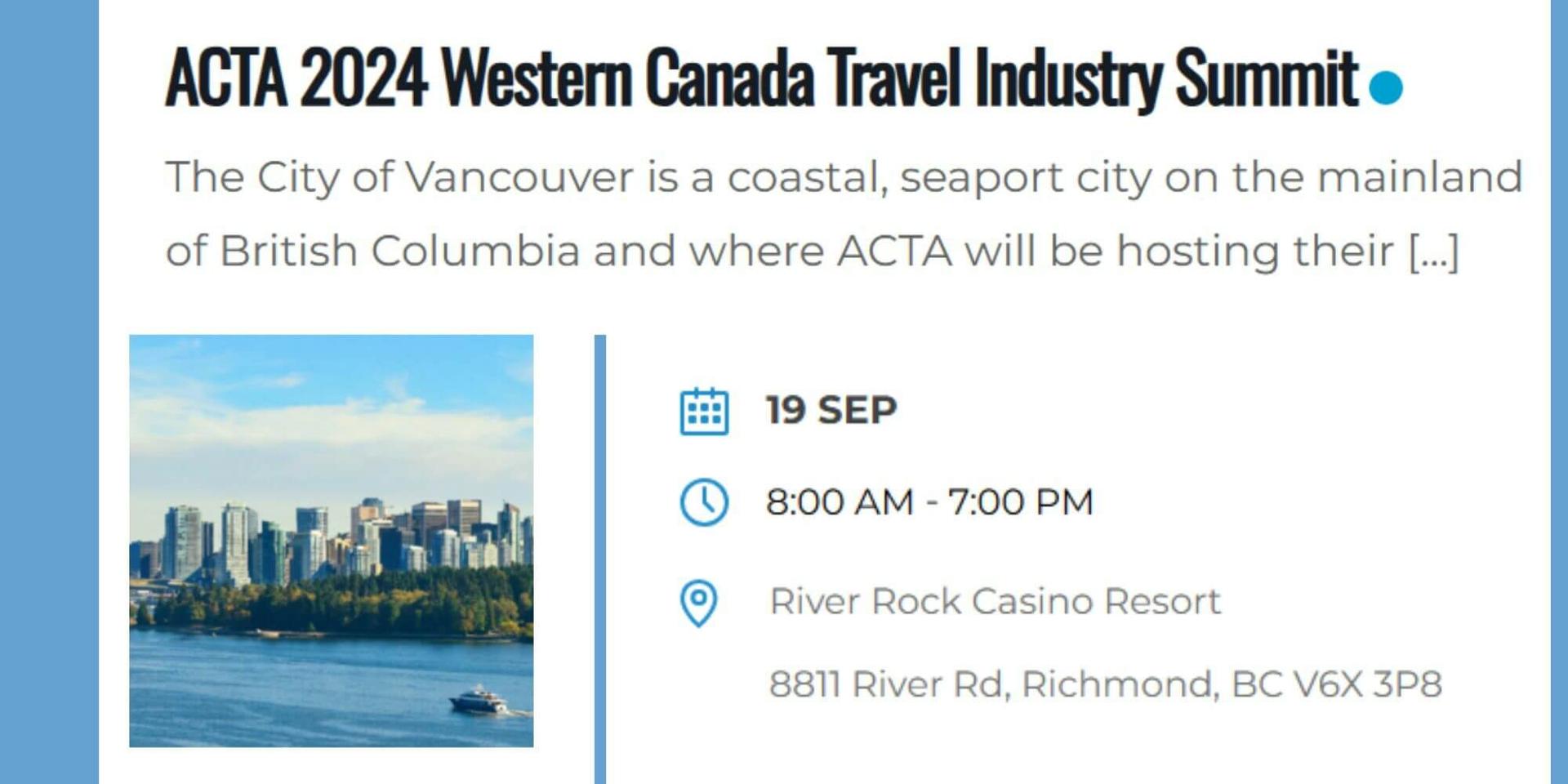 ACTA 2024 Western Canada Travel Industry Summit header