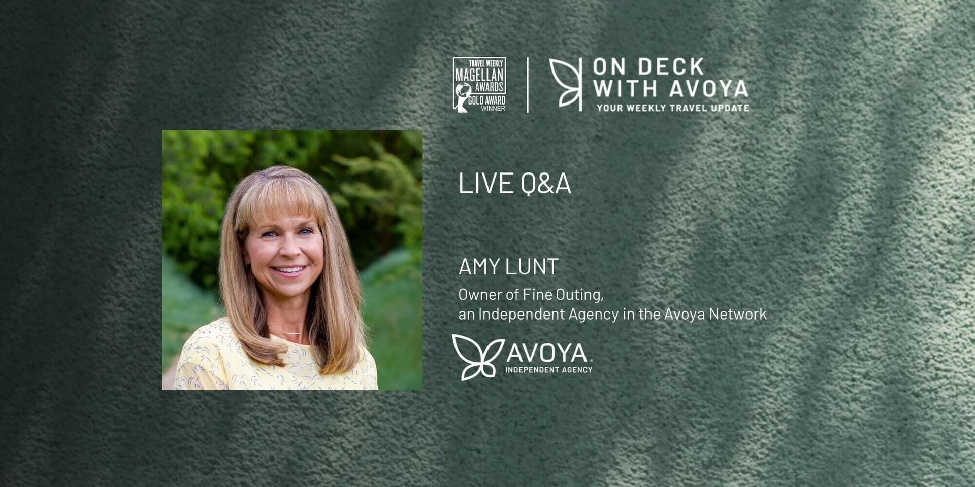 Travel Advisor Q&A with Amy Lunt, owner of Fine Outing, an Independent Agency in the Avoya Network™ header