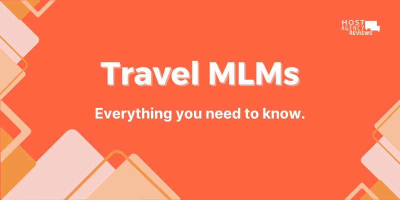 Orange backgroud with graphic triangles with text reading "Travel MLMs, Everything You Need to Know."